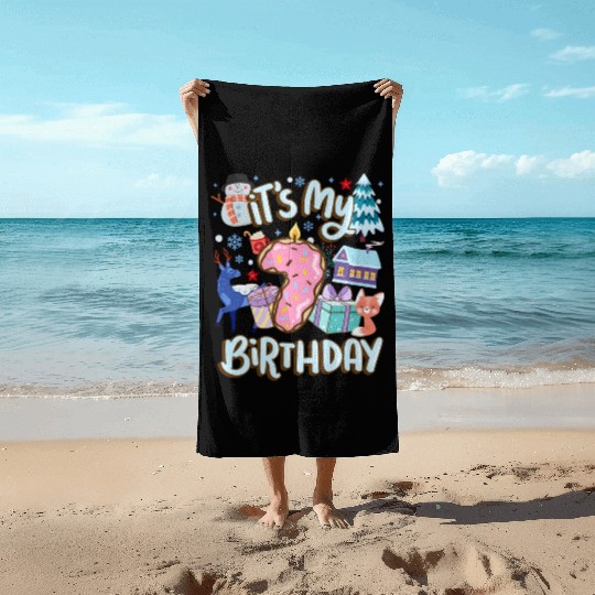 It's My 7 Birthday Snowman Holiday Donut Winter Beach Towels