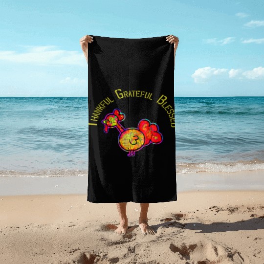 Thankful grateful blessed leopard Beach Towels