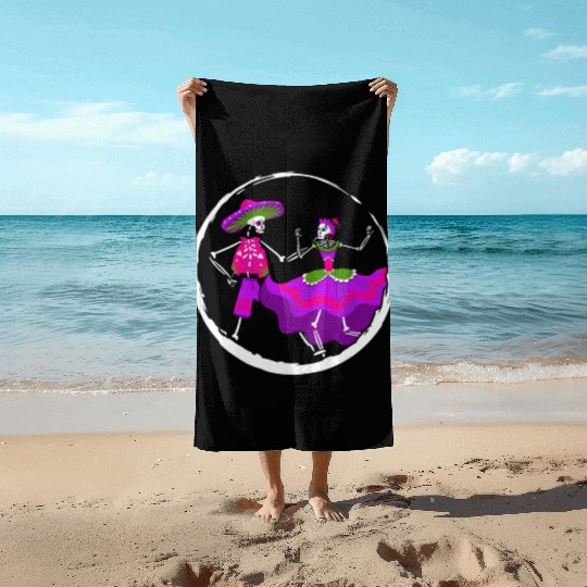 Dia De Los Muertos Beach Towels, Ballet Folklorico Sugar