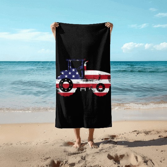 Farming Farmer American Flag Us Beach Towels