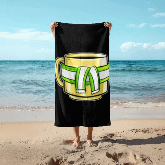 Autumn Beaker With Green White Striped Scarf For Beach Towels