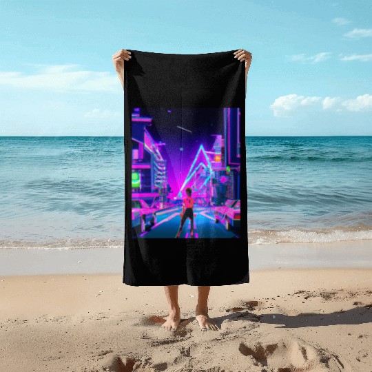 Vaporwave Car Synthwave Girl Beach Towels