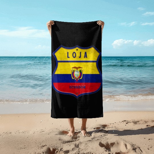 Loja Ecuador coat of arms flag design Beach Towels