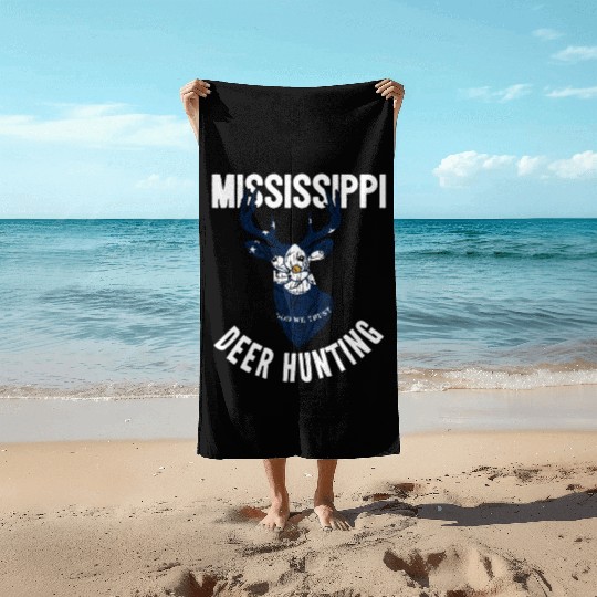 Mississippi Deer Hunting Buck Stag Hunter Beach Towels