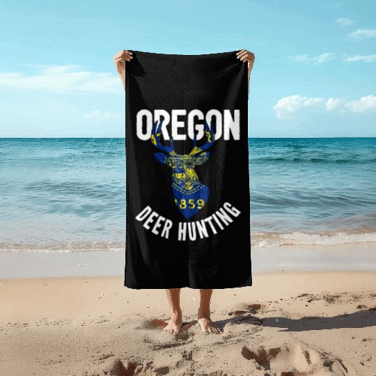 Oregon Deer Hunting Buck Stag Hunter Beach Towels