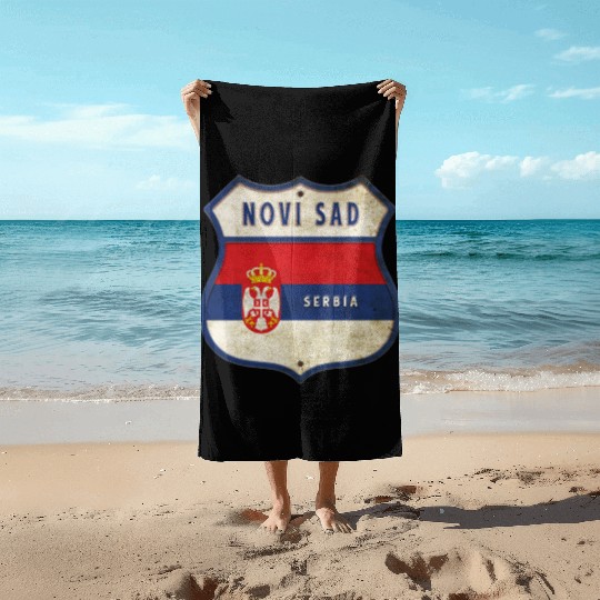 Novi Sad Serbia coat of arms flag design Beach Towels