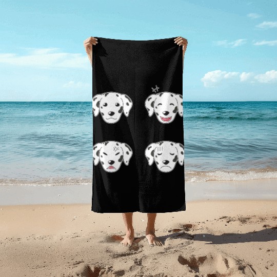 Funny Dalmatian Dog Cartoon Faces Beach Towels