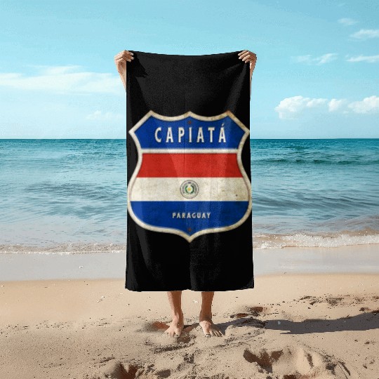 Capiatá Paraguay coat of arms flag design Beach Towels