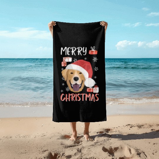 Labrador Merry Christmas Beach Towels