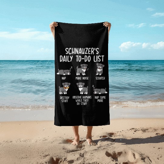 Schnauzer Daily To Do List Beach Towels