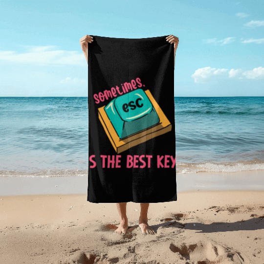 Software Engineer Computer Key Programming Beach Towels