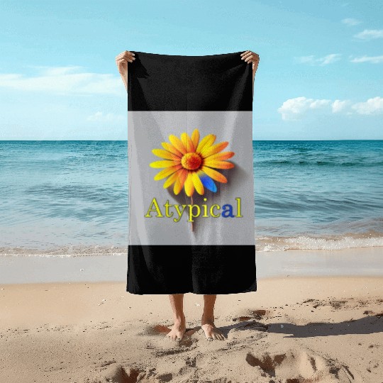 Colorful flower, atypical or neurodivergent Beach Towels