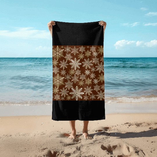 Beige Snowflakes Christmas Pattern Beach Towels