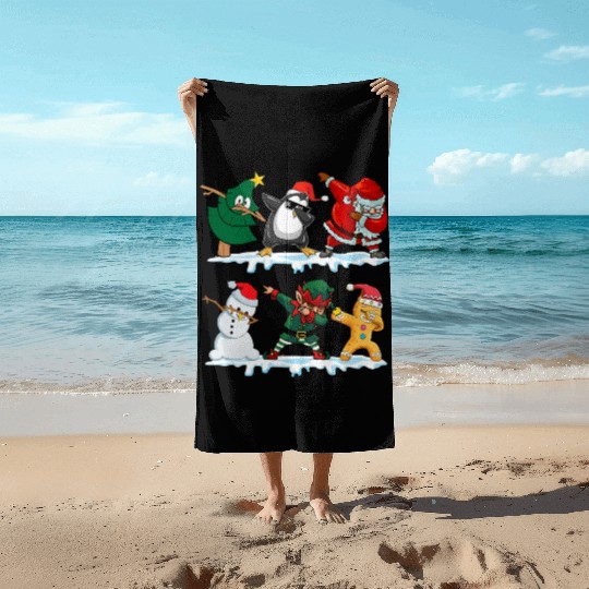 Dabbing Santa Elf Friends Funny Christmas Dabs Beach Towels