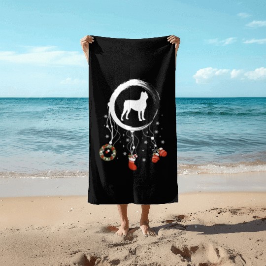 dog dreamcatcher Christmas Cane Corso Beach Towels