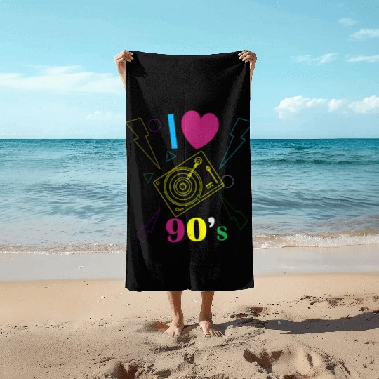 1990's 90s I Heart Nineties I Love the 90's Old Beach Towels