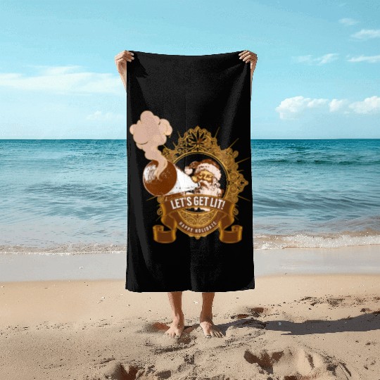 Lets get lit christmas Beach Towels