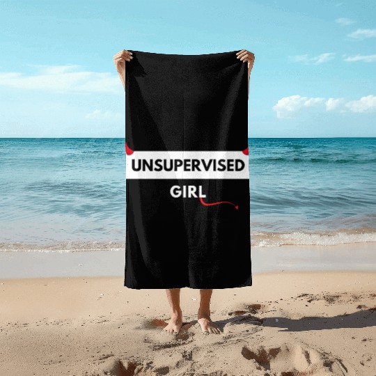 UNSUPERVISED GIRL FUNNY CUTE DESIGN Beach Towels