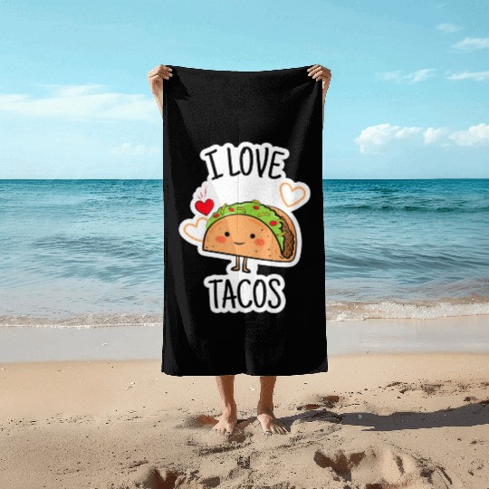 I Love Tacos Beach Towels