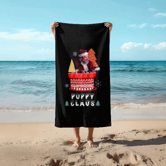 POPPY CLAUS MARRY CHRISTMAS Beach Towels
