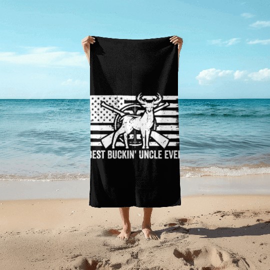 Best Buckin' Uncle Ever American Flag Beach Towels