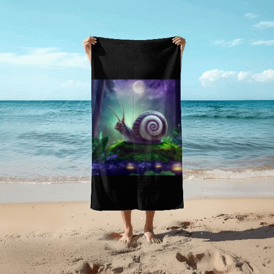 Spiral Moongazing Snail Ombre Aqua Lavender sky Beach Towels