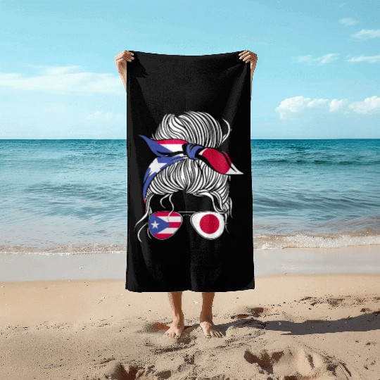 Puerto Rico Flag Japan Grown Women Girl Country Beach Towels