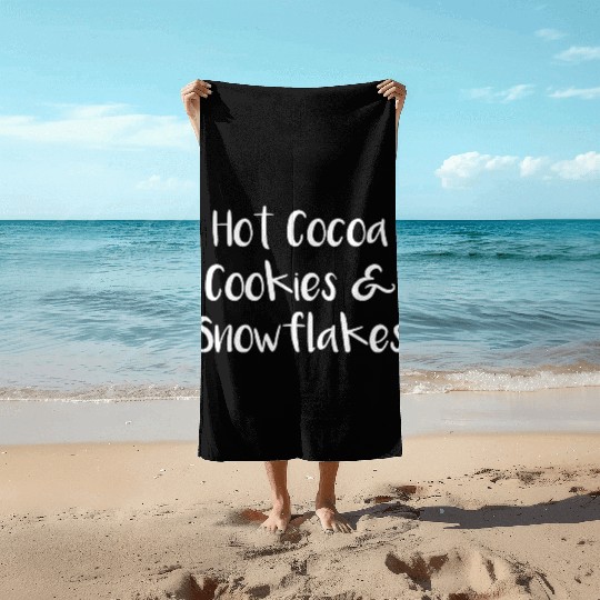 Hot Cocoa Cookies and Snowflakes Beach Towels