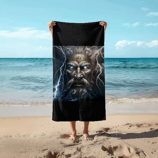 Portrait of Zeus Beach Towels
