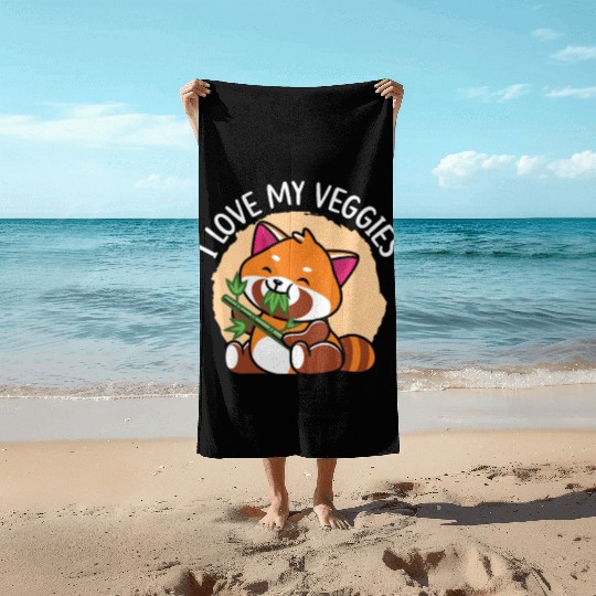 I Love My Veggies Red Panda Bear Whisperer Animal Beach Towels