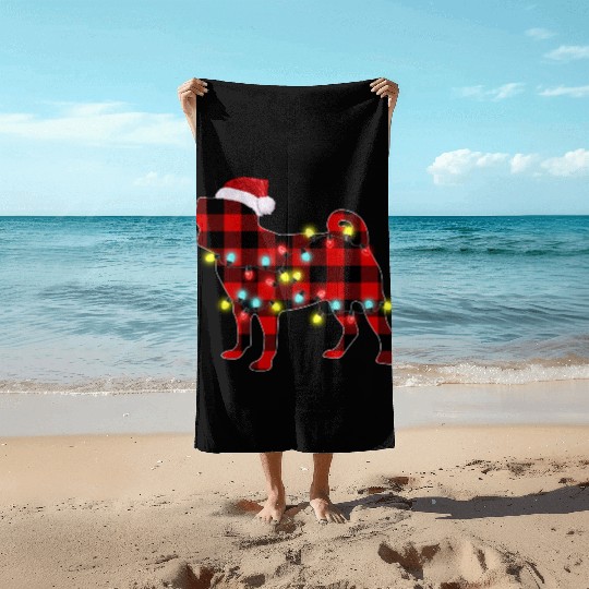 Pug Christmas Dog Lover Pajamas Beach Towels