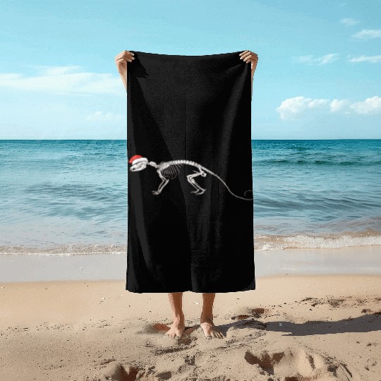 Opossum Christmas, Opossum Skeleton Beach Towels