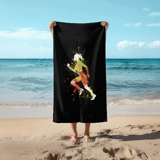 Splash running jogging girl Beach Towels