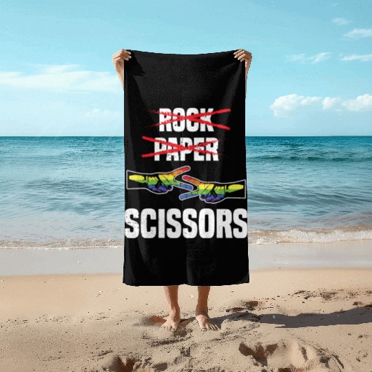 Womens Rock Paper Scissors Funny Lgbt Pride Beach Towels