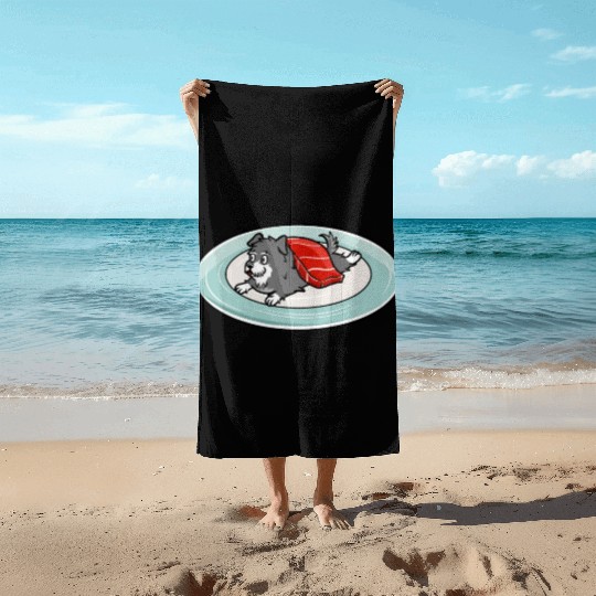 Schnauzer Nigiri Sushi Beach Towels