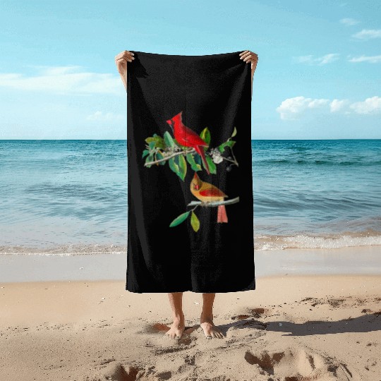 Cardinal Grosbeak from Birds of America Beach Towels