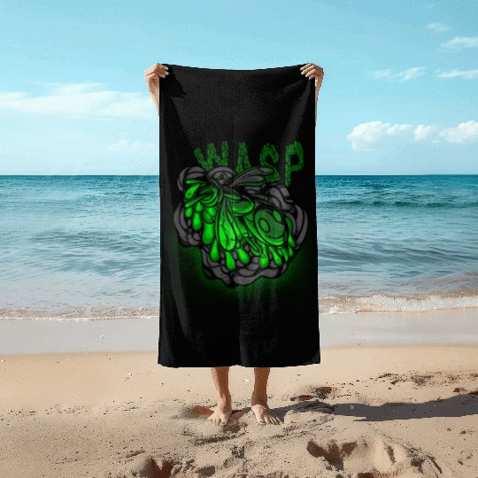 Iron Toxic Neon Wasp Design Beach Towels