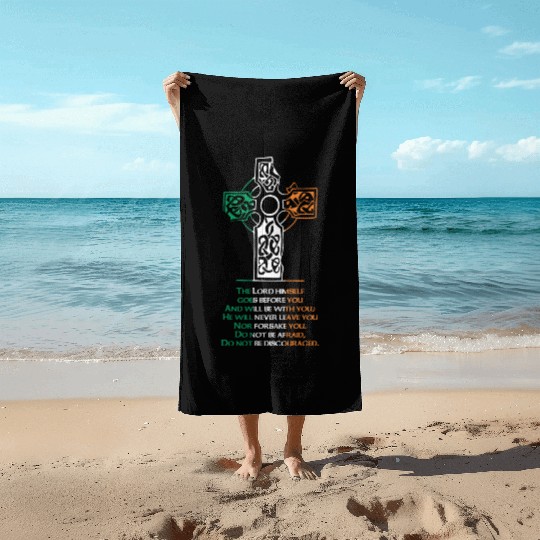 Celtic cross Beach Towels