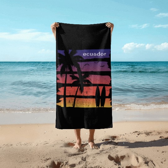Cool Ecuador Surfing Fan Beach Palm Tree Beach Towels