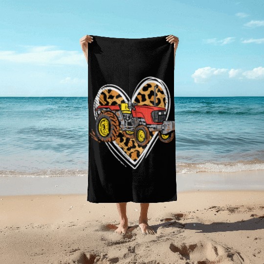 Tractors Love Harvester Driver Farmer Farm Leopard Beach Towels