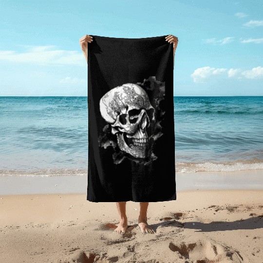 Fancy Pirate Skull Beach Towels