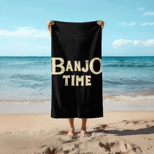 Vintage Banjo Time Retro For Guitar Players Beach Towels