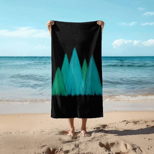 Blue and Green Christmas Trees Beach Towels