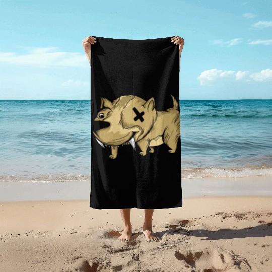 Funny Scary Brown Dog Owners Pet Lover Gift Ideas Beach Towels