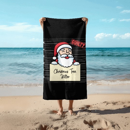 Santa Claus christmas funny prison Beach Towels