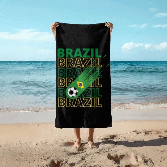 Retro World Brazil Soccer Beach Towels