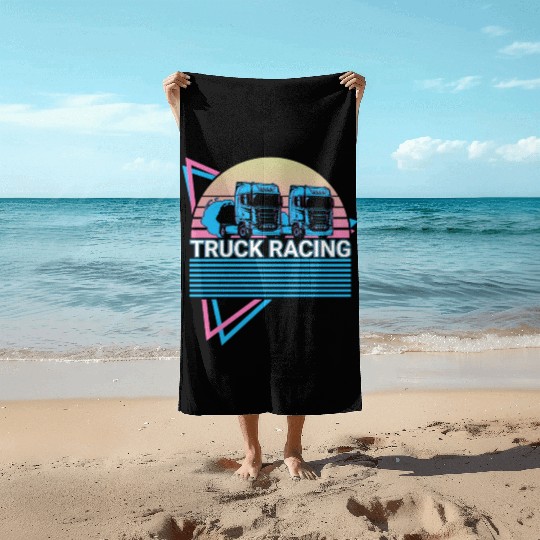Truck Racing Truck Racer Retro Beach Towels