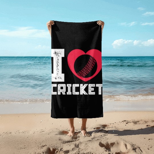 I Love Heart Cricket Beach Towels