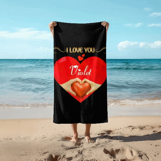 I love you Violet Beach Towels