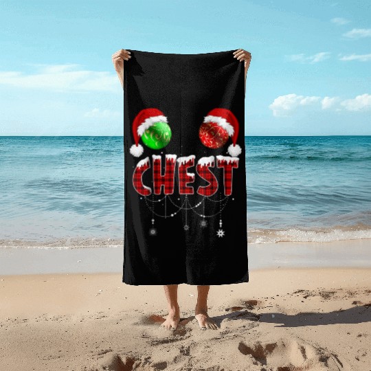 Chest Nuts Christmas Funny Matching Couple Beach Towels